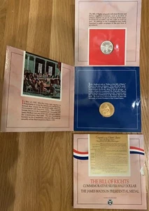 1993 The Bill of Rights Silver Half Dollar & James Madison Presidential Medal - Picture 1 of 21