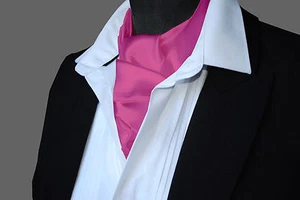 Candy Pink satin Ascot CRAVAT Neck Tie Scarf - Picture 1 of 4