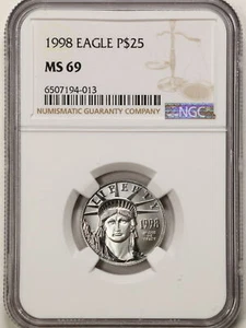 1998 $25 1/4oz Platinum American Eagle MS69 NGC 6507194-013 - Picture 1 of 2