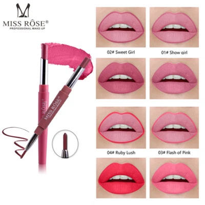 MISS ROSE Double Head Lipstick Lip Liner Waterproof Pencil / Pen Matte Long Lasting Makeup