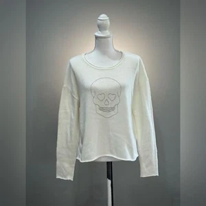 Off-White Z Supply Heart Skull Sweater Size M EUC - Picture 1 of 7