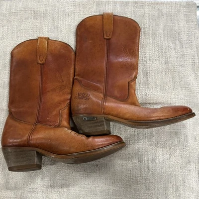 Botas de Vaquero Wild Country Marrón Cuero Repujado Halcón Talla 7 De Colección Años 90 Foto 1 de 4