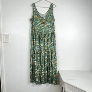 Peruvian Connection Jade Garden Dress Womens Sz S Green Floral Sleeveless Maxi - Picture 1 of 7