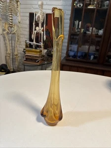 "Florero vintage con cortina oscilante elástica de vidrio ámbar vikingo 16""" - Imagen 1 de 5