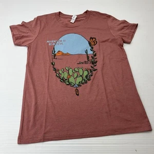 Migration is Beautiful Monarch Butterfly T Shirt size M 10-12 Desert Cactus - Picture 1 of 10