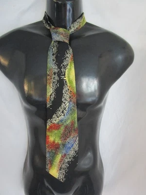 Vestido formal Halston III gravata masculina mod geométrica abstrata 100% seda italiana - Imagem 1 de 4