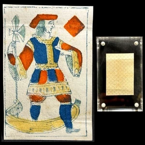 Historical Woodblock Faustino Solesio Italian Painted Knave Antique Playing Card - Picture 1 of 22