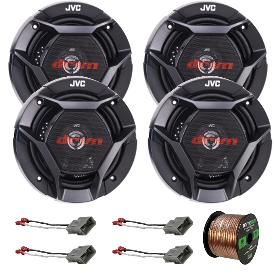 4x Altavoces coaxiales de audio para automóvil de 2 vías JVC 6.5" 300W con cable, 4x arneses de altavoces Foto 1 de 4