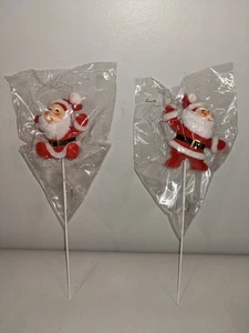 Flocked Santa Picks~6 pack~Christmas Decoration~New Old Stock - Picture 1 of 9