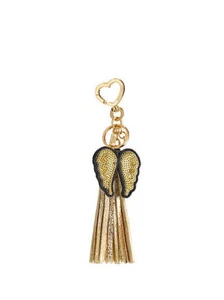 New 3" Victoria's Secret Runway Patch Gold Wings Tassel Keychain Purse Charm - Picture 1 of 1
