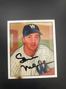 Washington Senators SAM MELE autografiado 1950 Bowman reimpresión edición - Imagen 1 de 1