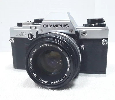 Olympus OM10 35mm SLR Film Camera Zuiko Auto-S 50mm f/1.8 Lens Japan Vintage - Image 1 of 4