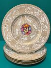 Royal Worcester Antique Plates (Set of 5) Floral Bouquets Gold  Artist Signed
