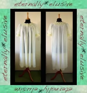 ST MICHAEL 50s 60s VTG Double 2 Layer Ultra Sheer Nightie Gown NightDress 10 12 - Picture 1 of 24