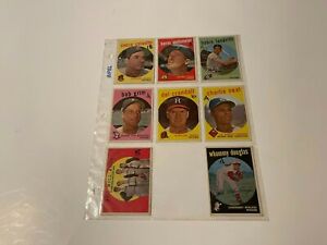 1959 Topps Baseball Card 8 Card Lot rocco colavito,del crandall,charlie neal,