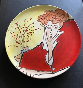 Round Platter 12.5 Inch Woman Is Red series EJ Gold Ceramic  - Picture 1 of 2