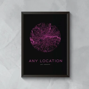 Personalised Custom CITY MAP, Any CITY/COUNTRY Travel street poster artwork - Picture 1 of 2