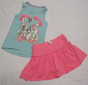 TOMMY BAHAMA Girls Giraffe Pink Aqua Knit Tank Top Skirt Skort Set Outfit Size 6 - Picture 1 of 3