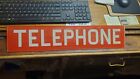 VINTAGE ORIGINAL RED TELEPHONE BOOTH GLASS SIGN IN GREAT CONDITION 