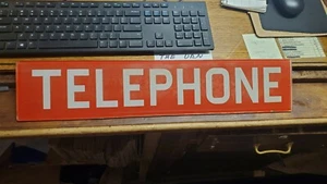 VINTAGE ORIGINAL RED TELEPHONE BOOTH GLASS SIGN IN GREAT CONDITION  - Picture 1 of 5