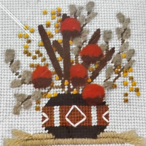 Kit de punta de aguja de colección ramo cola de gato principiante marrón naranja años 70 pequeño 5" puesta de sol - Imagen 1 de 5