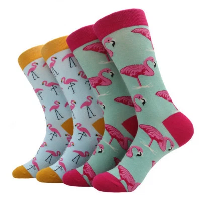 Fashion Brand Mens Cotton Socks Warm Flamingos Printeds Casual Dress For Men SOX