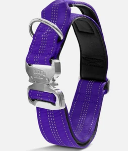 BLACK RHINO Hundehalsband XL lila taktisch ultraweich Neopren gepolstert Metallclip - Bild 1 von 5