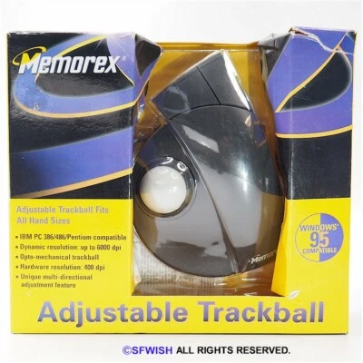 NEW MEMOREX Adjustable Trackball Mouse for Windows 95  - Image 1 of 4