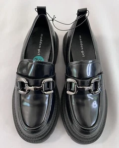 Madden Girl Ashlee Loafer Chunky Platform Heel With Buckle Size 7.5 Black NWOB - Picture 1 of 12
