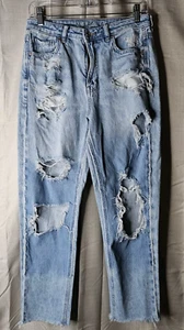American Eagle helle Waschung Distressed Destroyed Jeans Größe 8 roher Saum Skinny Ankle - Bild 1 von 10