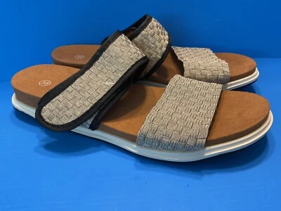 Сандалии-шлепанцы Bernie Mev APOLLO золотистые без шнуровки размер 38 США 7,5 комфортные б/у в отличном состоянии - Изображение 1 из 4