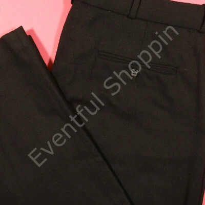 Vintage Polo Ralph Lauren Dress Pants Mens 36 Black Flannel Wool Flat Front - Image 1 of 4