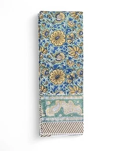 Indian Hand Block Print Tablecloth 100%Cotton Floral Rectangular 60*90 Inch Boho - Picture 1 of 3