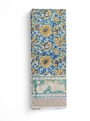 Indian Hand Block Print Tablecloth 100%Cotton Floral Rectangular 60*90 Inch Boho - Image 1 of 3