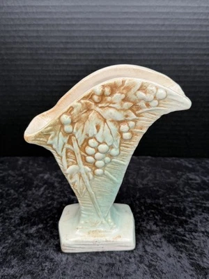 Vintage McCoy Grapevine Fan Vase 8” Collectible Pottery - Image 1 of 4