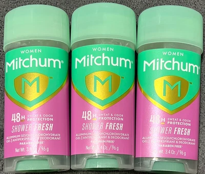 Paquete de 3 desodorantes antitranspirantes en gel Mitchum para mujer - Ducha fresca - 3,4 OZ cada uno Foto 1 de 3