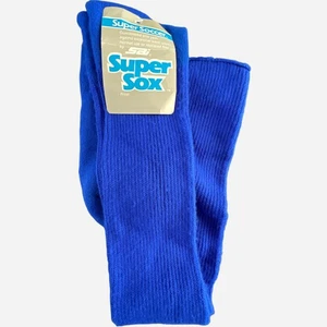 Vintage Soccer Super Sox Socks Mens Size 10-13 Blue Deadstock New NOS USA - Picture 1 of 4