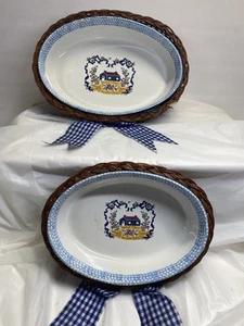 TEAMSON COUNTRY HOME AUFLAUFFORM MIT BLAU KARIERTEM BAND 1995 2er SET - Bild 1 von 15