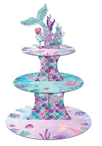 Mermaid Cupcake Stand 3 Tier ~ Mermaid Party Supplies ~Under The Sea Party 25pcs - Picture 1 of 12