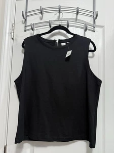 Top GAP para mujer negro con cremallera trasera XL algodón modal spandex sin mangas nuevo con etiquetas - Imagen 1 de 14
