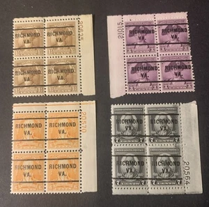 US Precancel Plate Blocks 1932 Wash. Bicentennial MNH 1-1/2,3,6,7c PSS#255 4blks - Picture 1 of 2