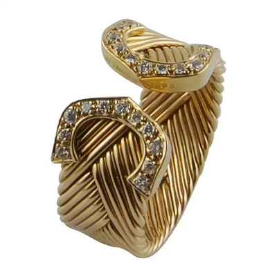 Anillo Cartier Doble C Oro Amarillo 18K y Diamante Trenzado Banda Abierta Foto 1 de 4