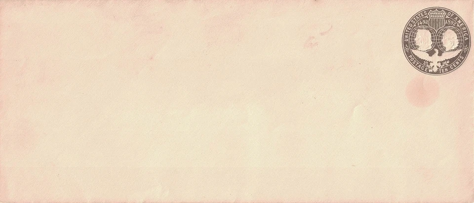 A Nice-looking Unused Entire 1893 10¢ Brown Columbus Postal Envelope, Sc. #U351 - Image 1 of 1