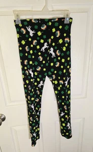 Way to Celebrate St Patricks Day Unicorn Shamrock Girls Leggings XL - Picture 1 of 8