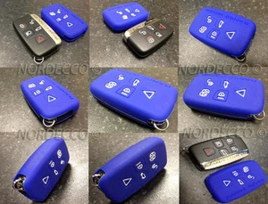 NEW SILICONE 5 BUTTON SMART KEY FOB PROTECTOR CASE RANGE ROVER DISCOVERY (BLUE) - Picture 1 of 1
