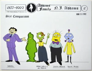 Addams Family Dead & Breakfast MODEL SHEET - SIZE COMPARISON GOMEZ COUSINS UNCLE - Picture 1 of 1