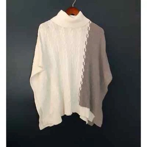 Chico's Rollkragen Pullover Poncho Gr. S/M creme & grau zeitlos, schick - Bild 1 von 8
