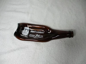 BROWN GLASS  MELTED BEER BOTTLE ASHTRAY TRINKET TRAY JUNK COLLECTOR HUMOUS - Picture 1 of 6