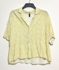 Nobodys Child Yellow Floral Button Front Short Sleeve Blouse Top In Size Uk 18