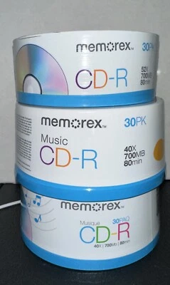 Memorex CD-R, 80 Minute, 700 MB 40x (2) 30-Pack & (1) 52x 30-Pack = 90 Discs - Image 1 of 3